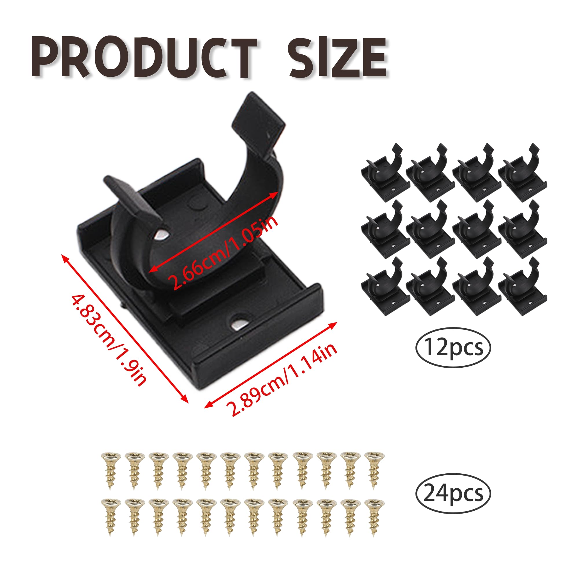 12Pcs Plinth Clips, Black Kitchen Plinth Clips with 24 Screws, Cabinet Plinth Clips Bracket - Image 2