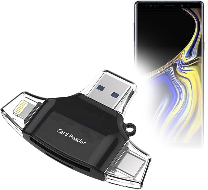 BoxWave Smart Gadget Compatible with Samsung Galaxy Note 9 - AllReader SD Card Reader, microSD Card Reader SD Compact USB - Jet Black