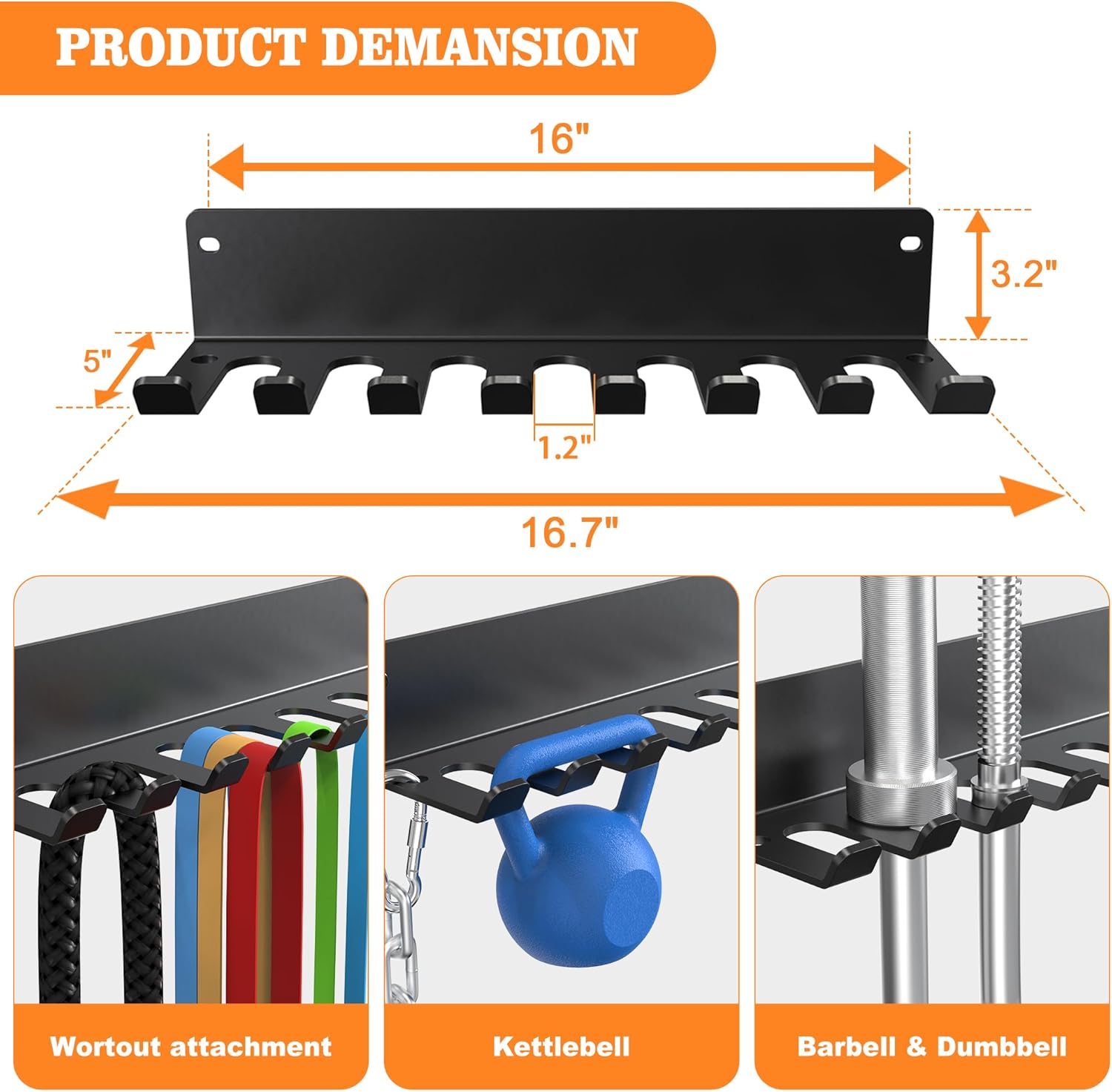 Wall Mount Barbell Holder & Weight Plate Holder