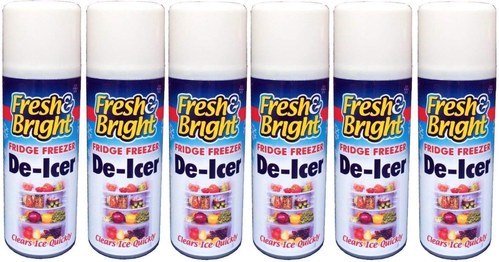 6 X 200ml Quick Ice Remover Anti-Bacterial Fridge Freezer De-Icer Spray Deicer Spray Fridge Cleaner Genuine Fresh & Bright LNL