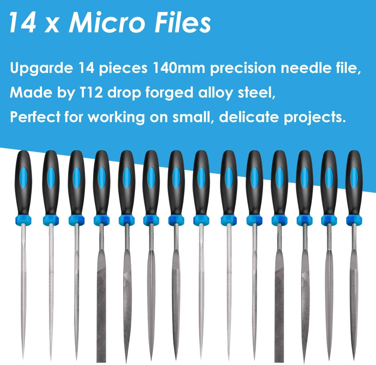 18Pcs File Set ,High Carbon-Steel Flat/Triangle/Half-Round/Round File,Great for Woodworking,Metalworking, Whittling,Hobby DIY Project, Gifts for Men
