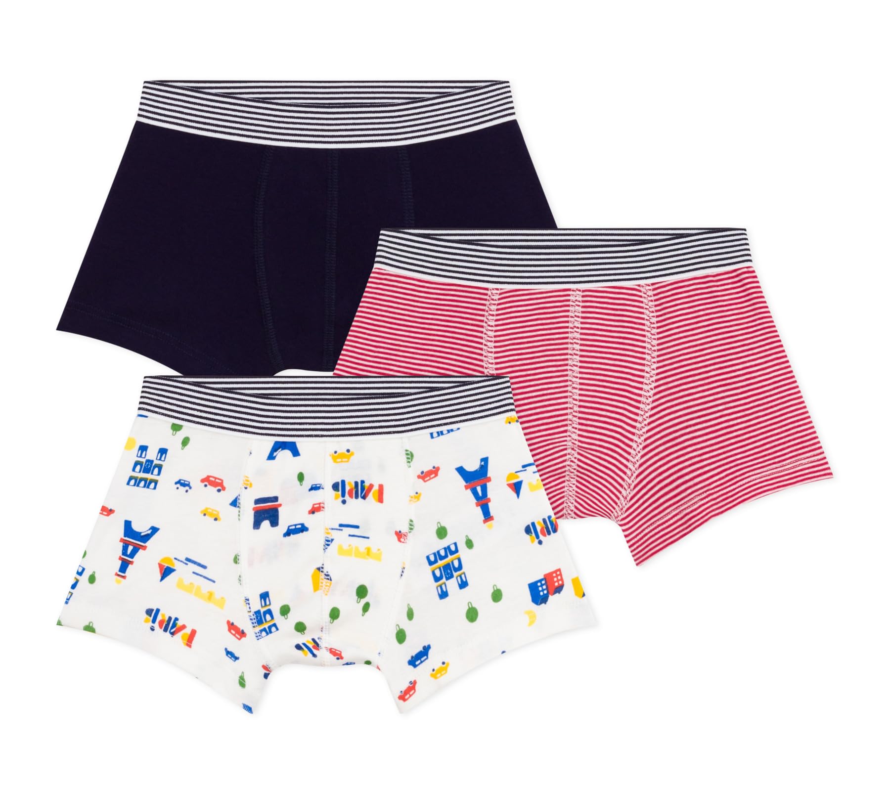 Petit Bateau Set di Boxer per Bambini in Cotone Stampato Parigi, Multicolore, 4 Anni