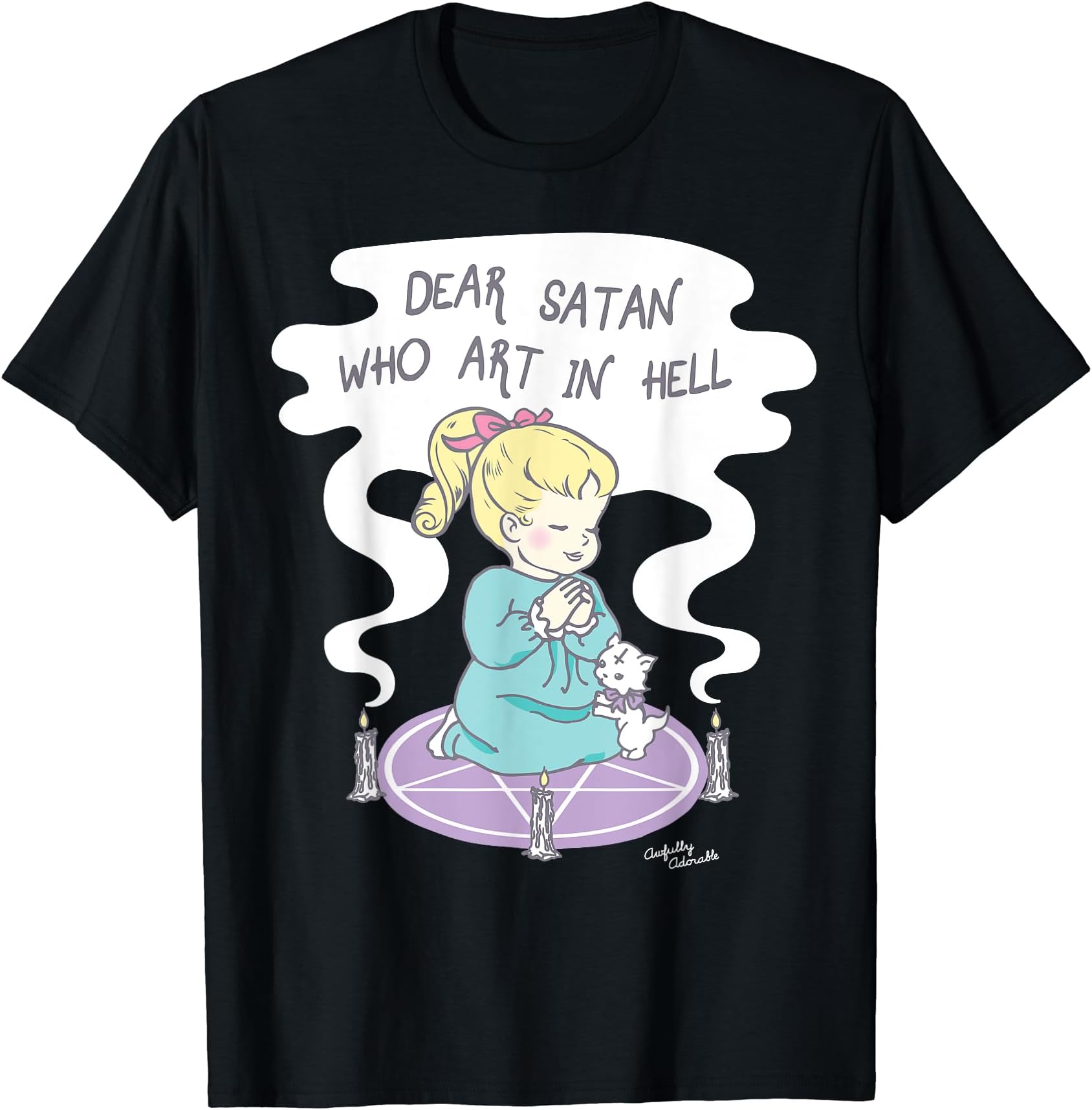 "Dear Satan Who Art in Hell" Funny Pastel Goth Occult Tee