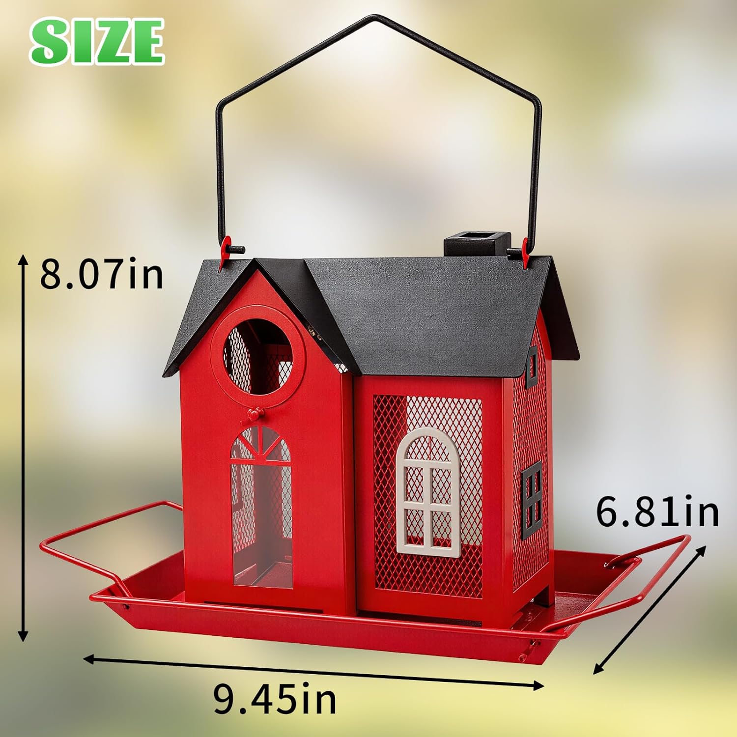 Solar Bird Feeder for Outdoors - Red Metal Hanging Bird Feeder with Solar Light, Decorative for Wild Cardinals, Finches, Weatherproof Backyard Garden Decor Ideal Gift for Women Mom Grandma
