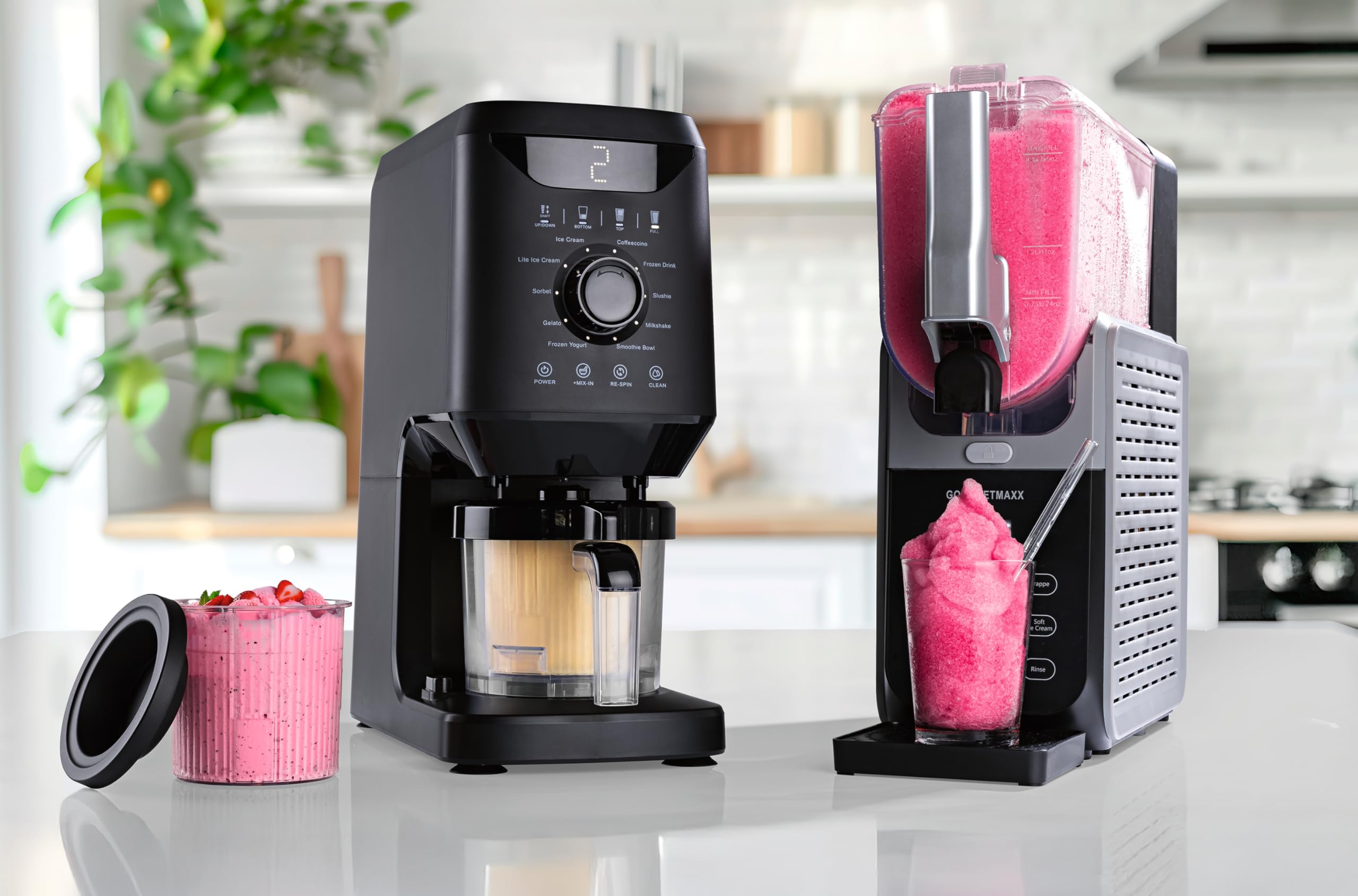 GOURMETmaxx FreezeUp Slush Eis Maschine | Slush Ice Maker z 5 trybami | Slushmaschine do Slushies, mlecznych koktajli, miękkich lodów itp. | Slush Maker elektryczny – 2,8 L | Maszyna do lodów Slush