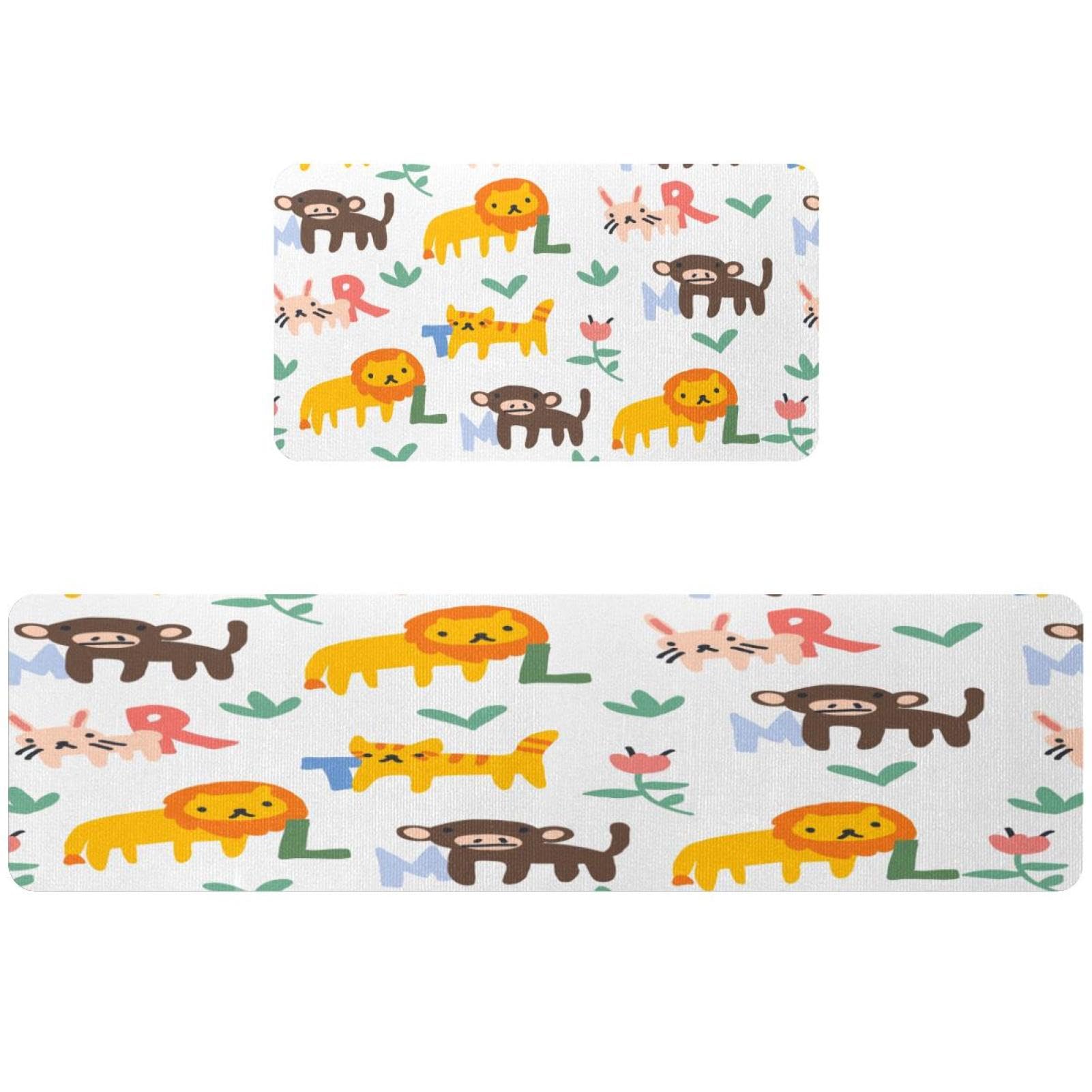 Alfombrillas de cocina absorbentes con diseño de león y gato que evitan resbalones en el hogar