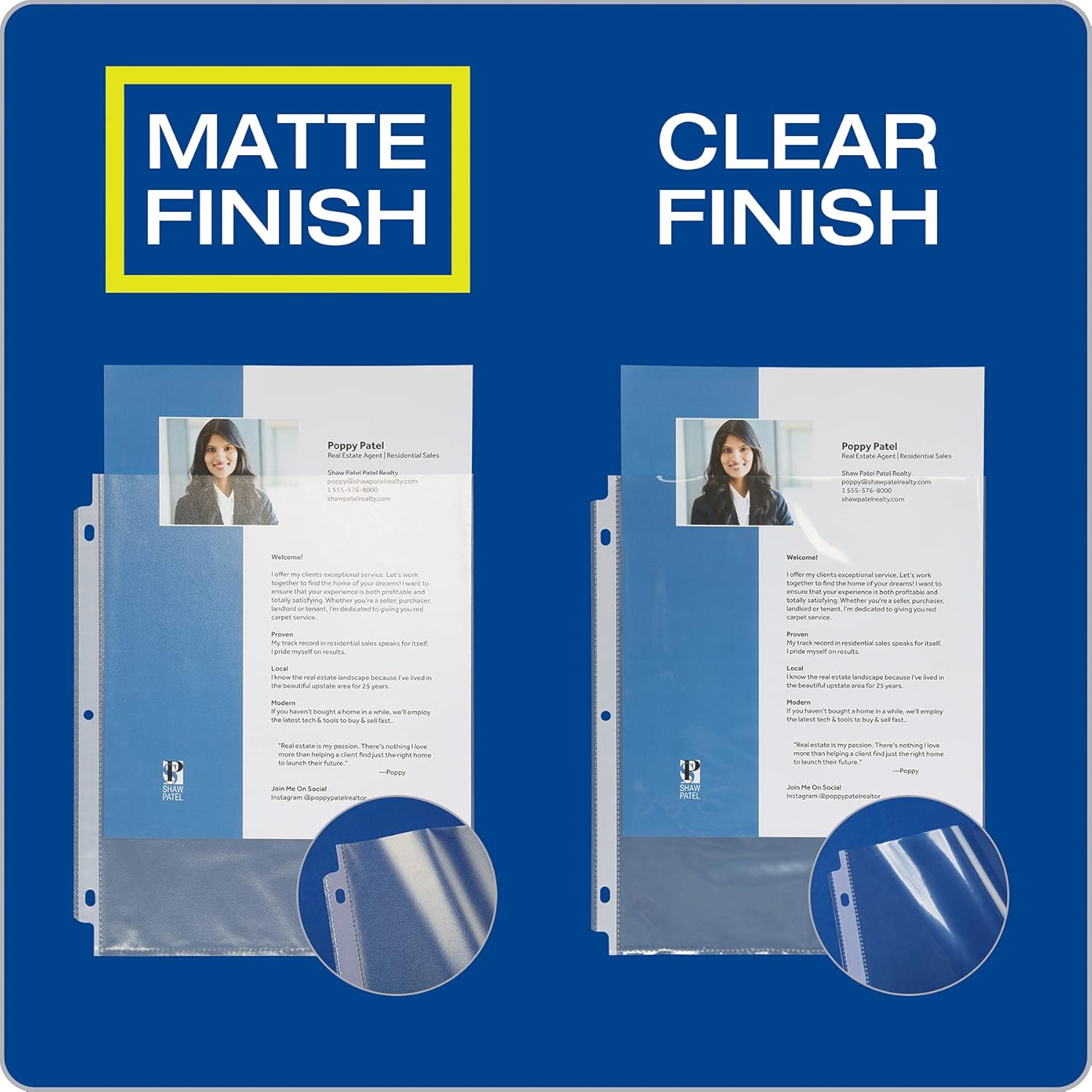 Oxford Lightweight Sheet Protectors, Non Glare Matte, Top Load, Letter Size Plastic Sleeves, Reinforced 3 Hole Punch for Binders, 200 per Box (33266) : Office Products