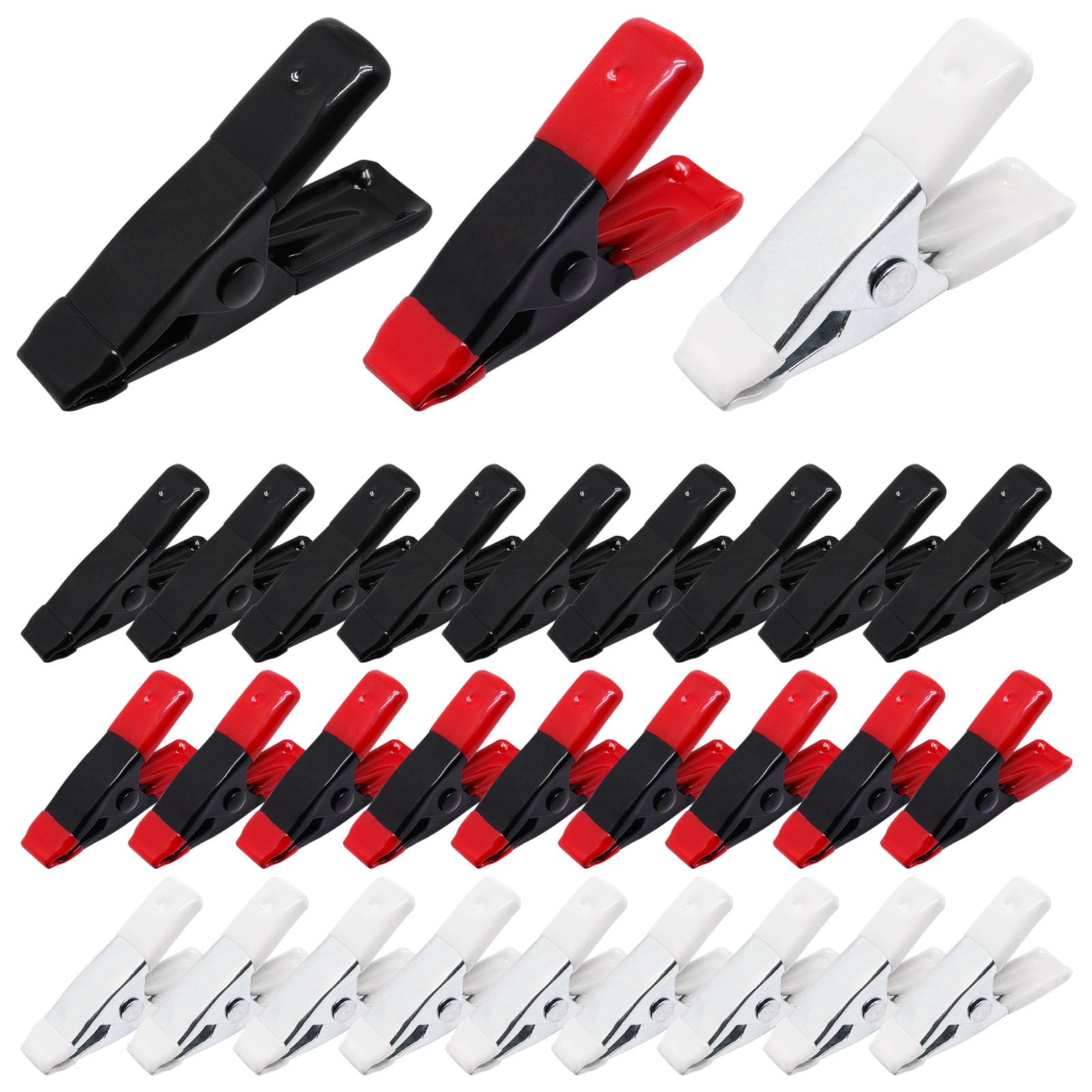 GDFYMI 30Pcs 2 Inch Spring Clamps Metal Small Clamps Mini Clamp for Crafts Woodworking Photography (Black/Red/White）