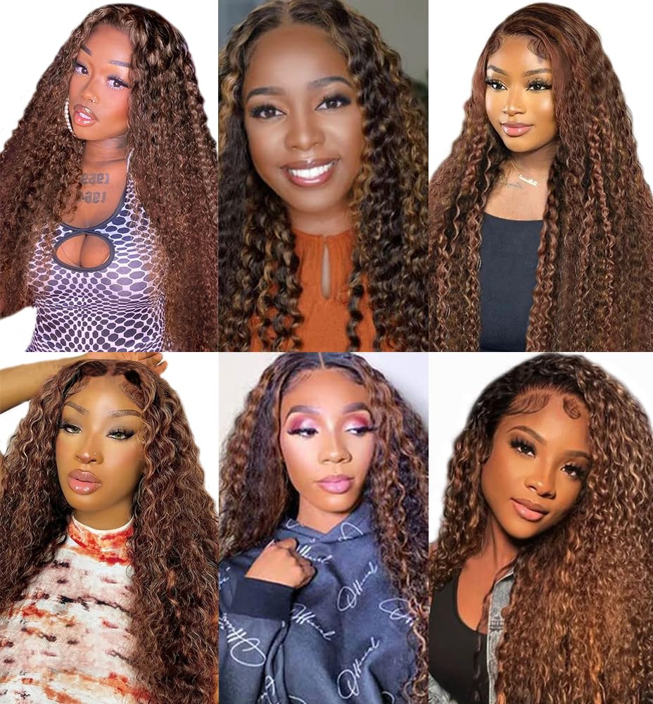 Highlight Deep Wave Human Hair Bundles P430 Brown Bundles 22 24 26 Inch Unprocessed Brazilian Remy Hair Extensions Ombre Chocolate Brown Bundle Double Weft