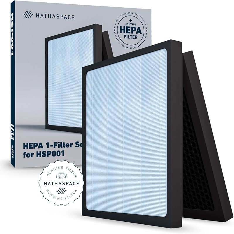 Reemplazo del filtro HEPA HATHASPACE HSP001 H11 | Filtro HEPA de 4 etapas con carbón activado, prefiltro y catalizador frío: captura el 99,97% del polvo, el humo y los olores