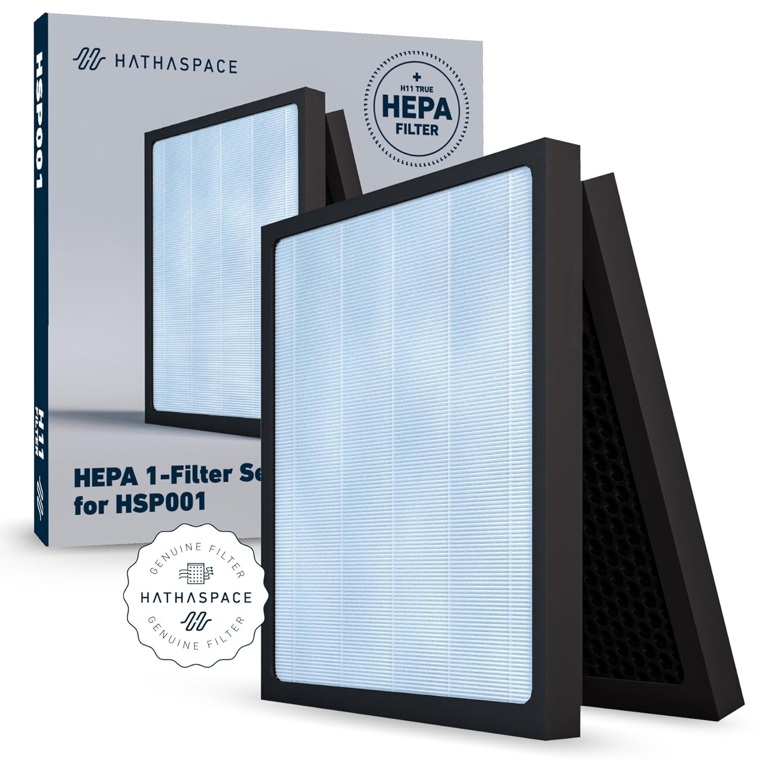 HATHASPACE HSP001 True HEPA Filter Replacement 4-Stage Air Purifier Filter with Activated Carbon Pre-Filter Cold Catalyst Captures 99