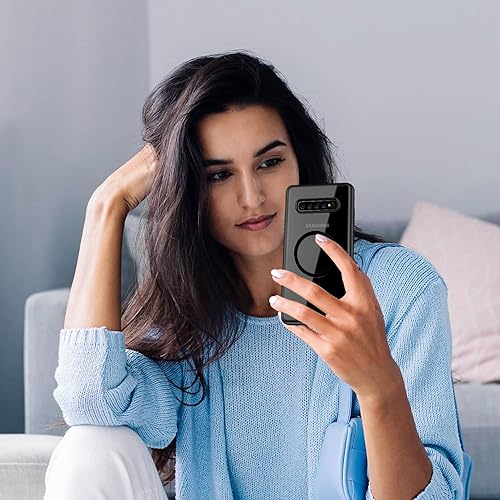 Miniatura 7 de Funda Magnética para Samsung Galaxy S10 Plus (6.4 pulgadas) Compatible con Magsafe Parachoques de TPU Suave + Parte Trasera Transparente Delgada