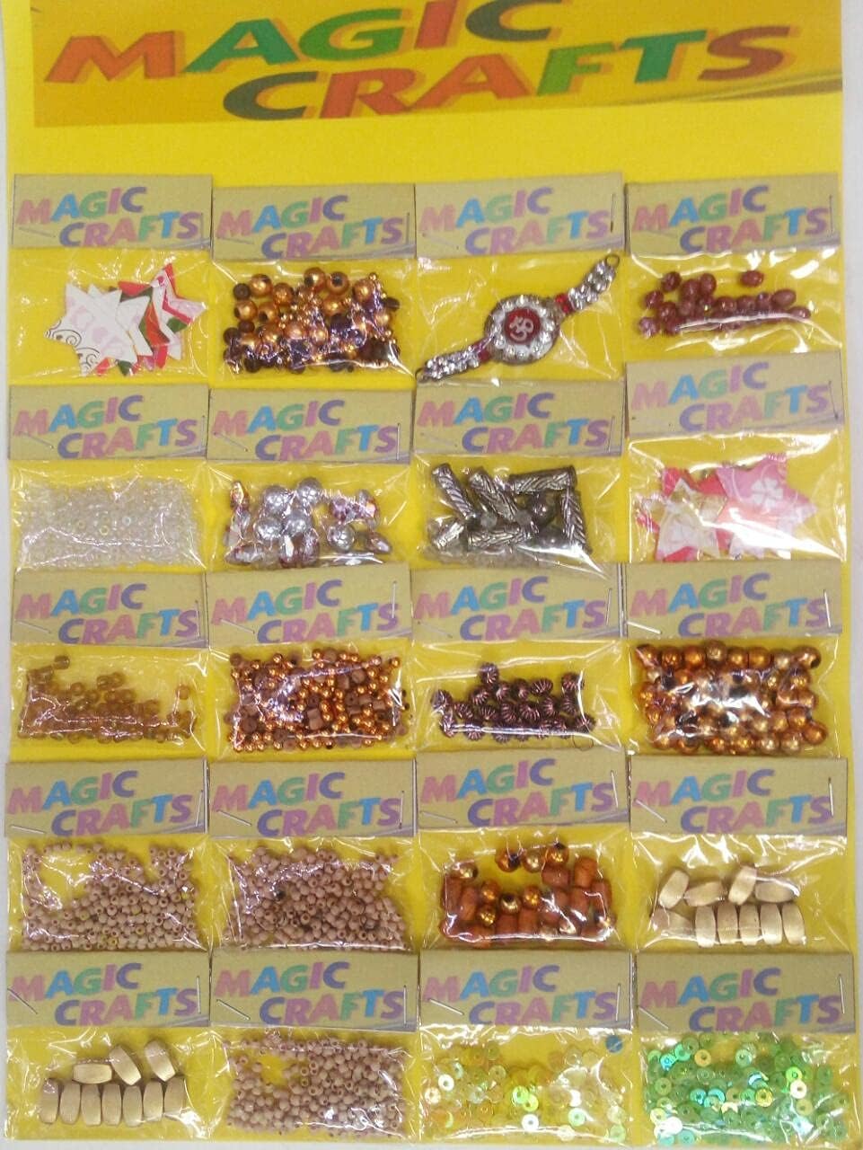 Onlinesalescantt Art & Craft Material Suitable for School Kids, Students Project Making Activity for Kids, Decorations, 8023 Golden moti Wood Beads sipi Paper Star Different Type of Beads Collection