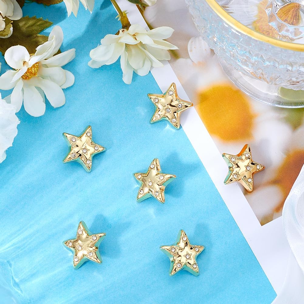 GORGECRAFT 16Pcs Rhinestone Star Buttons Golden Pentagram Shaped Crystal Buttons Alloy Shank Button Replacement Decorative Buttons for DIY Sewing Crafts Sweater Uniform Jacket Clothing Hat - Image 4