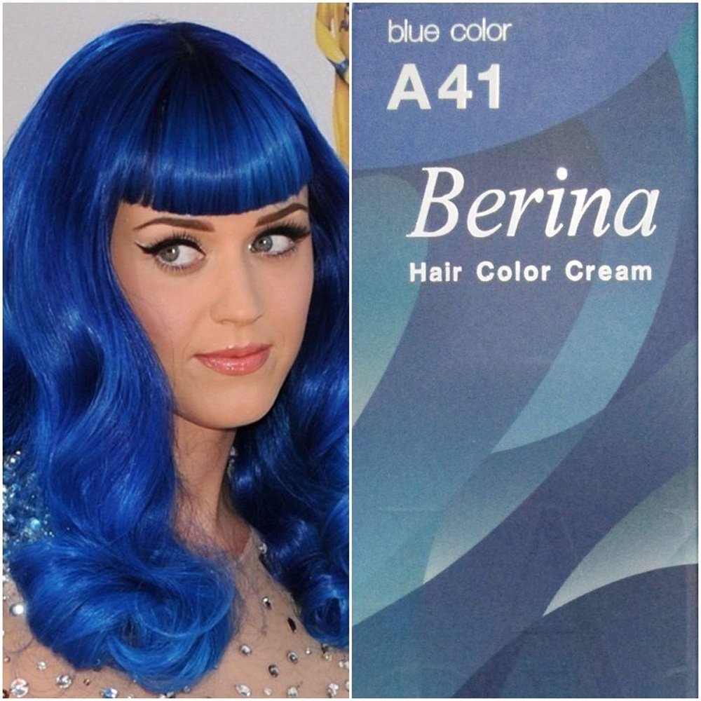 Amazon.com : Berina A41 Blue Permanent Hair Dye Color Cream Unisex - Punk  Style+ Free Coconut Oil Hair Treatment : Beauty & Personal Care