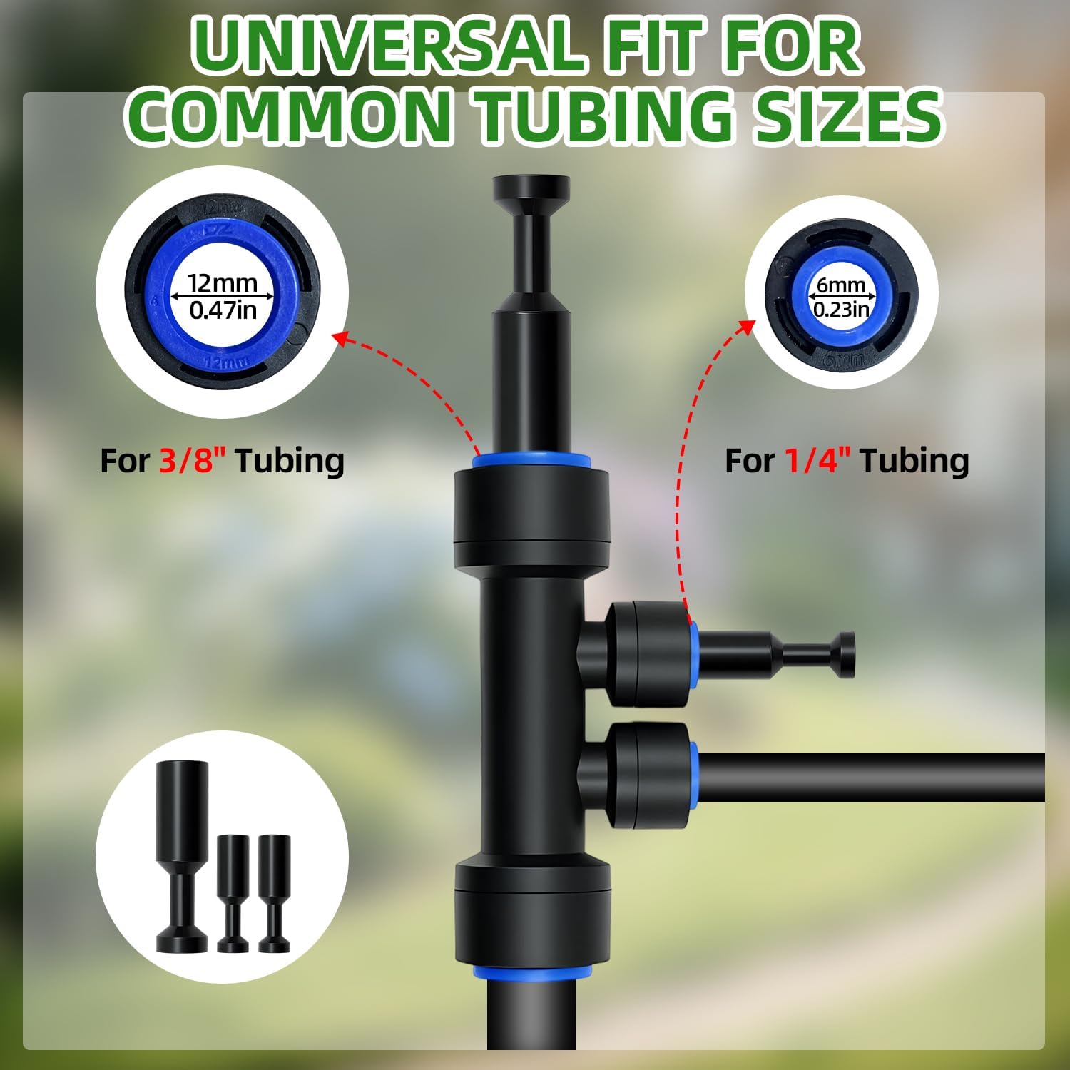 2 Pack 4-Way Drip Irrigation Connector, 3/8" to 1/4" Quick Connect Fittings image 2