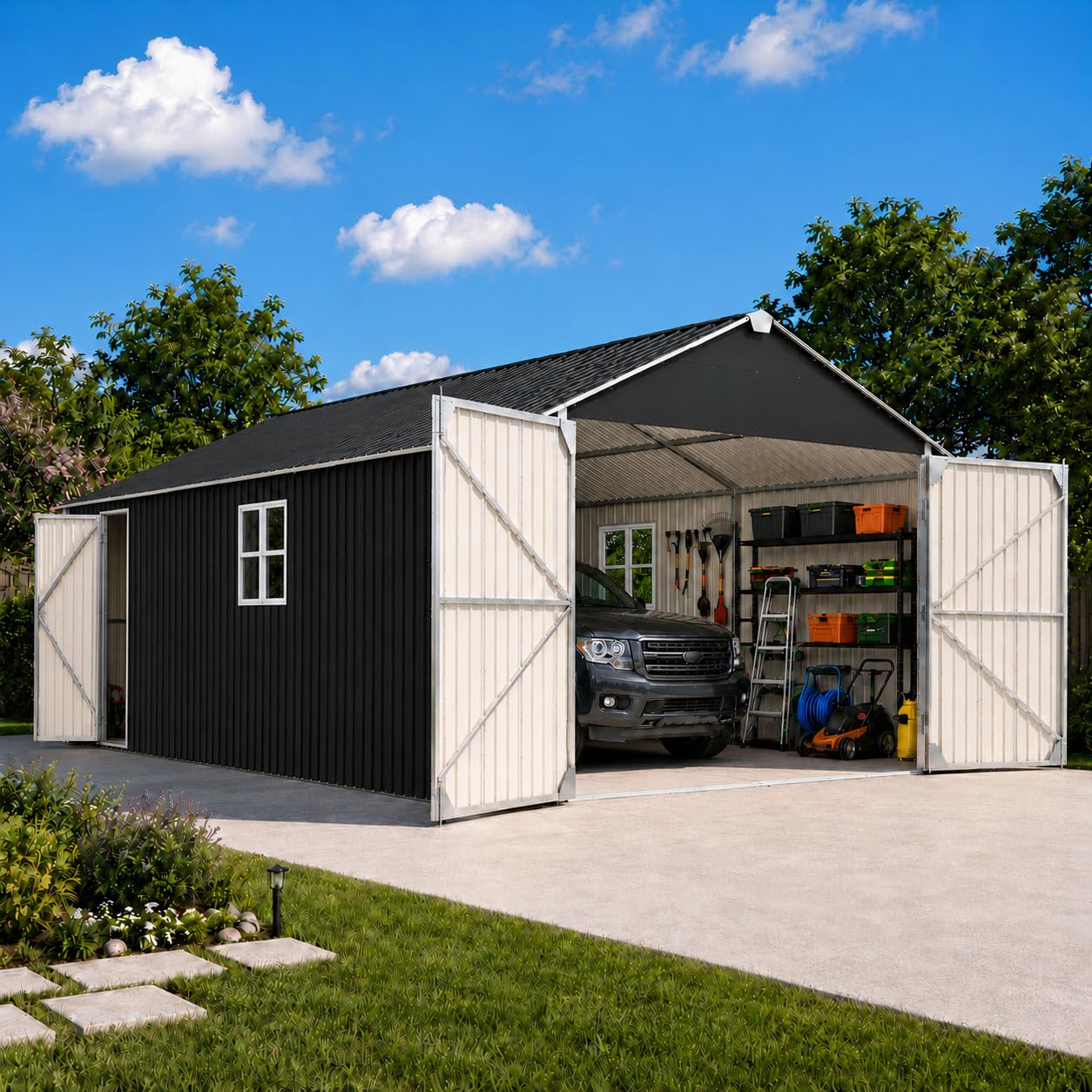 Amazon.com : 12x20 FT Heavy Duty Metal Garage Shed, Extra Large
