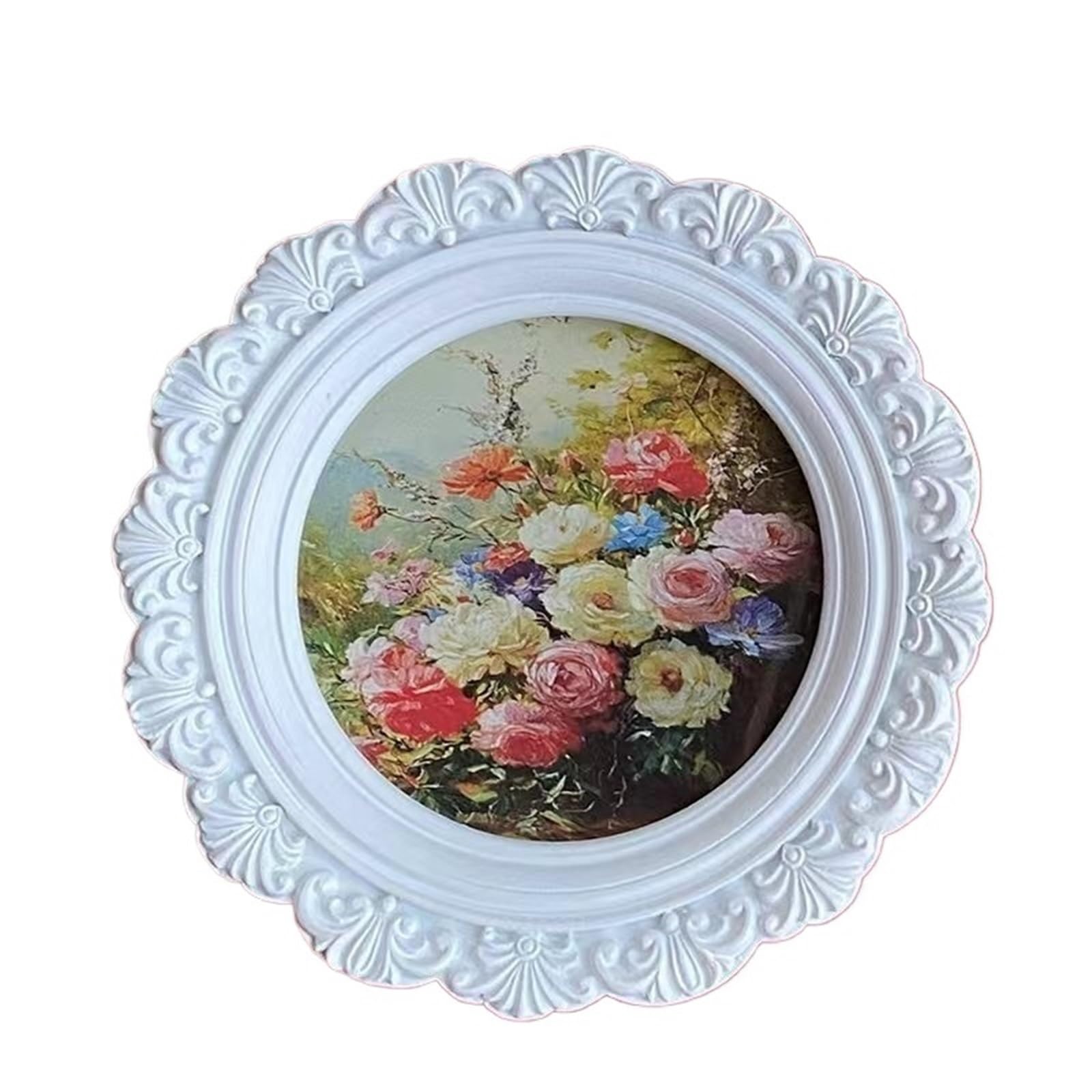 1pc 3x3 Picture Frame Round Frames Ornate Unique Photo Resin with Real Glass Wall and Tabletop Display
