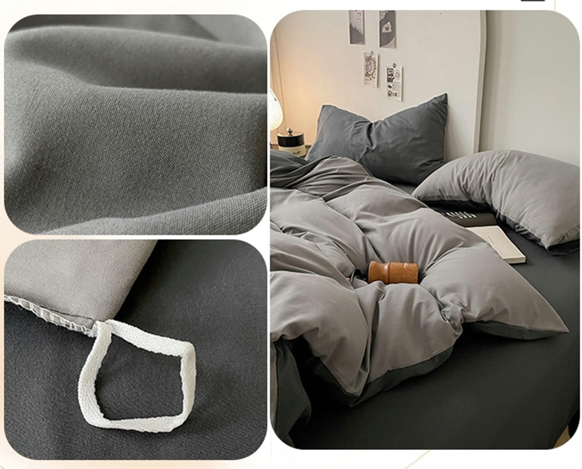 4-częściowy zestaw pościeli na łóżko 150 cm, poszwa na kołdrę 200 x 230 cm, prześcieradło z gumką 150 x 200 cm i 2 poszewki na poduszkę, dwukolorowa, jednokolorowa, mikrofibra, poliester