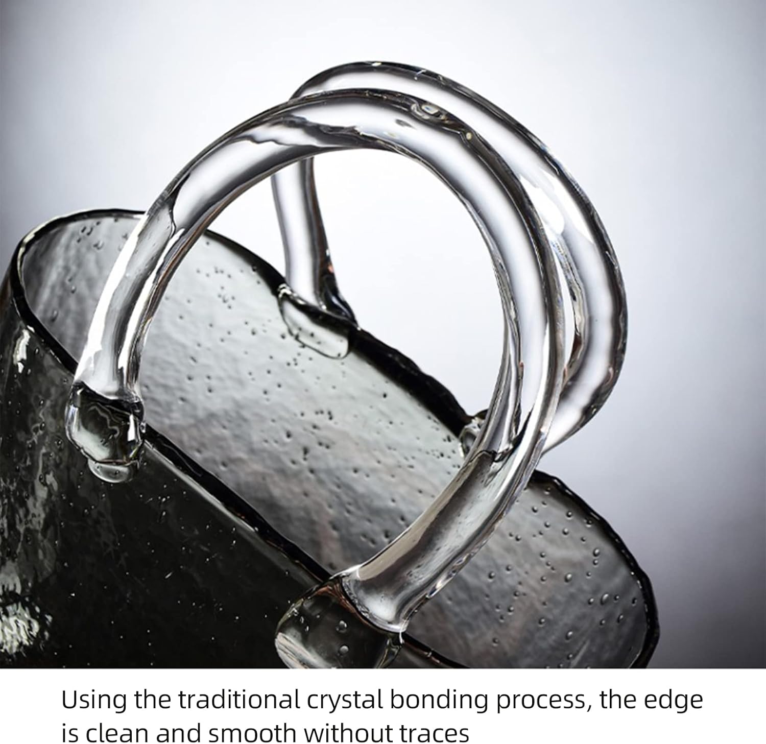 Glass Bag vase, Purse vase with Fish Bowl, Handbag Shape Flower vase, Clear Bag Vase with Handle and Bubbles for Centerpieces Wedding Table Decorations(gray)