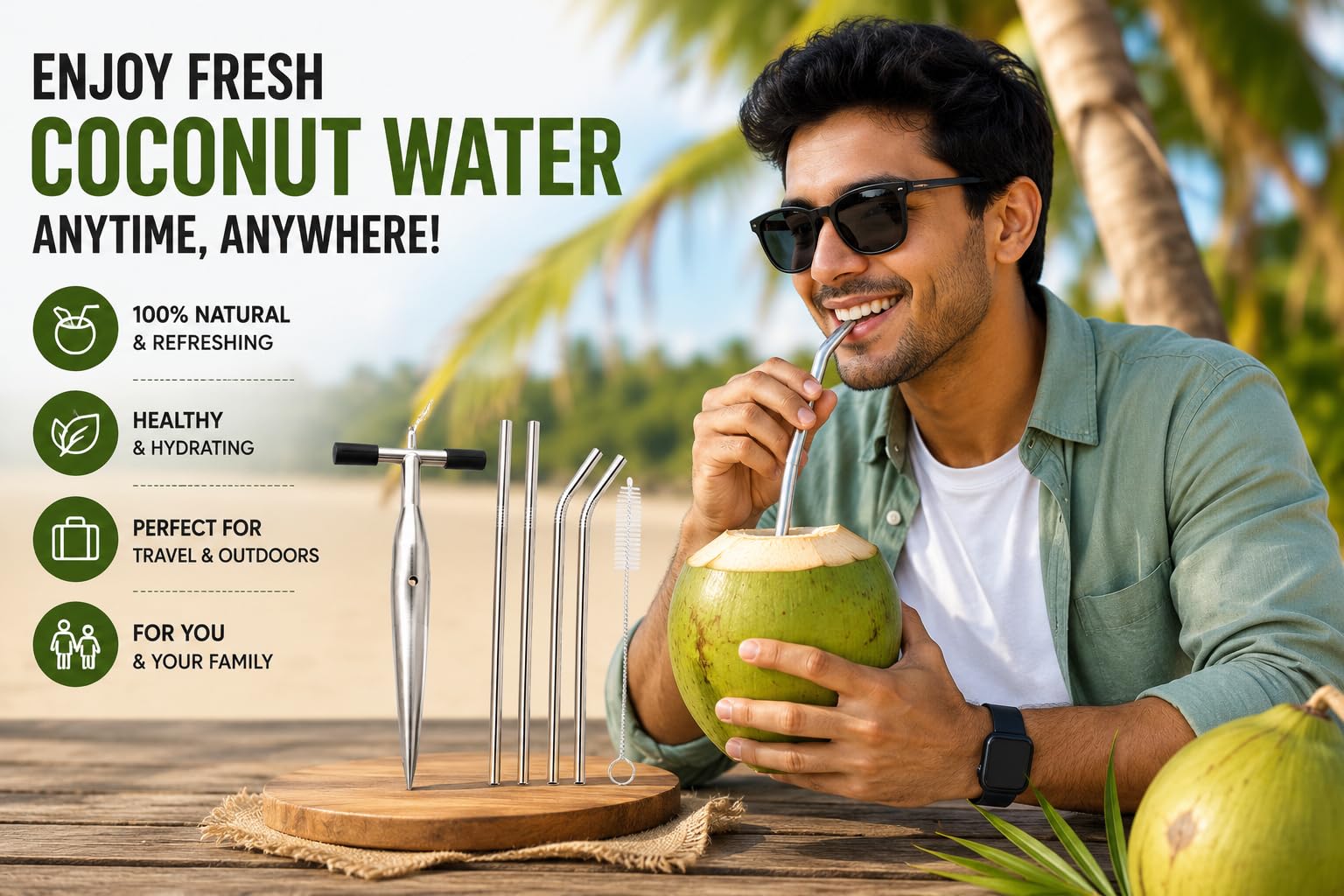 Coconut Opener Tool - Easy Fresh Coconut Water -4