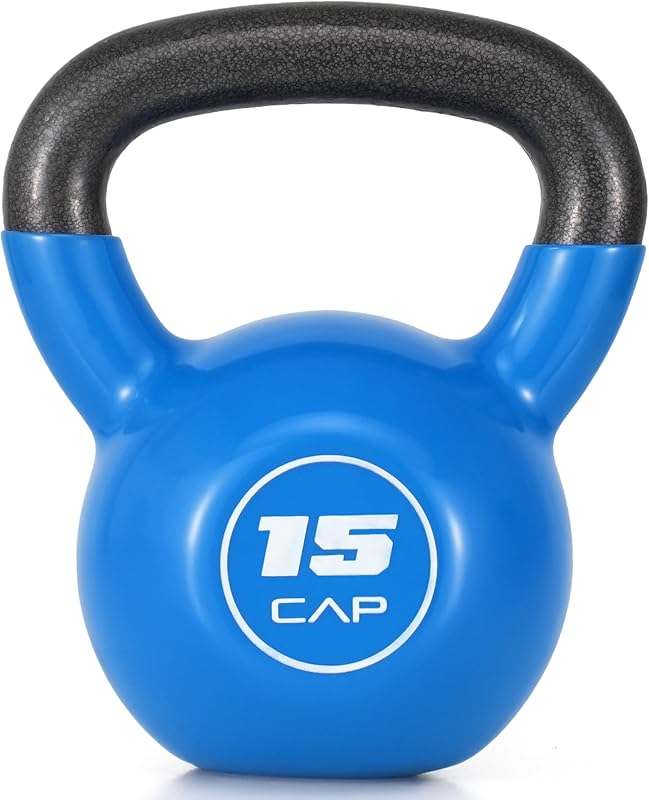 Vinyl Coated Cast Iron Kettlebell, 10-50 LB Home Gym Weight