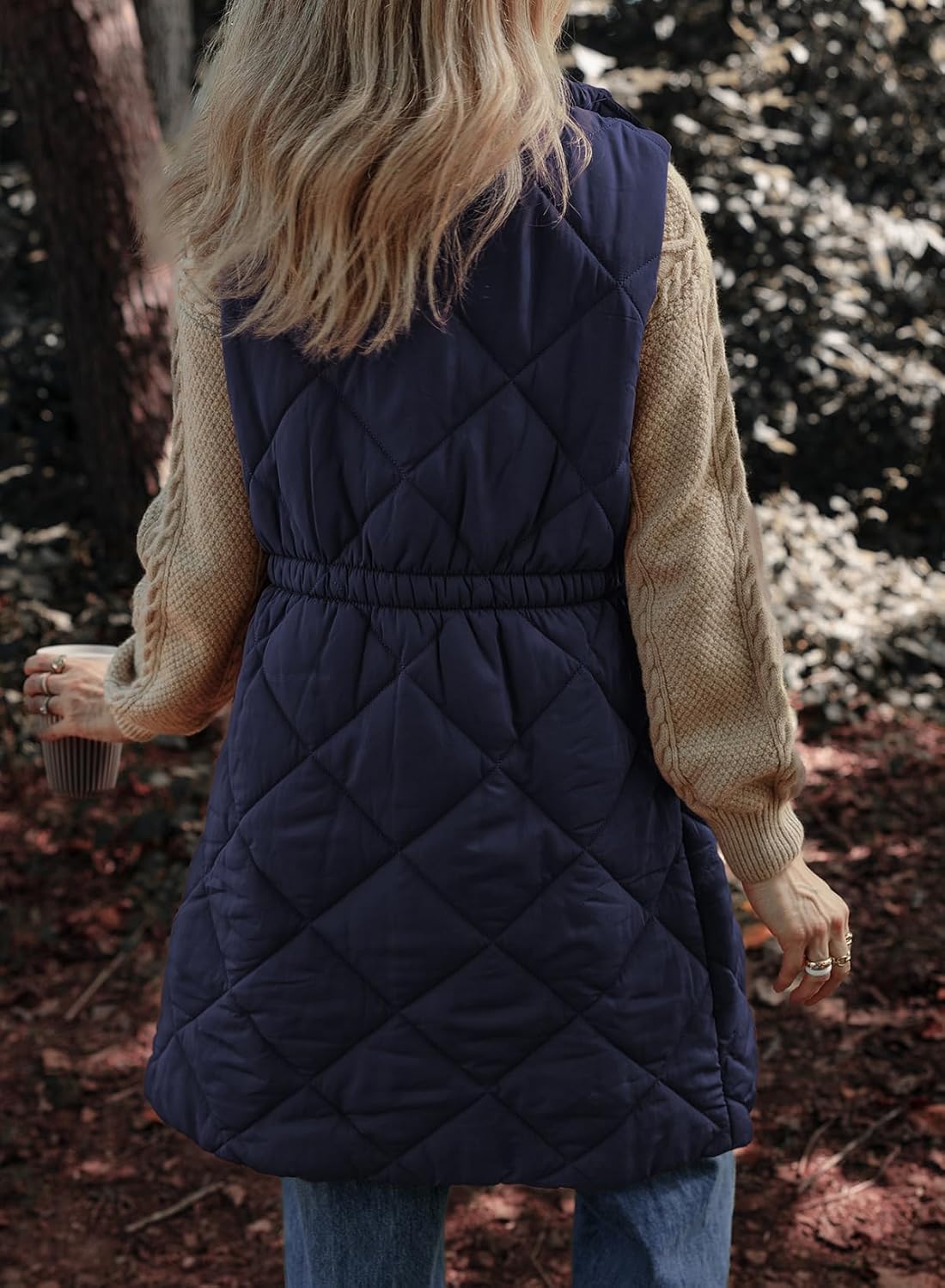 Dokotoo Women's Casual Winter Long Puffer Vest Stand Collar Sleeveless Puffy Jackets Coat with Pockets - Image 5