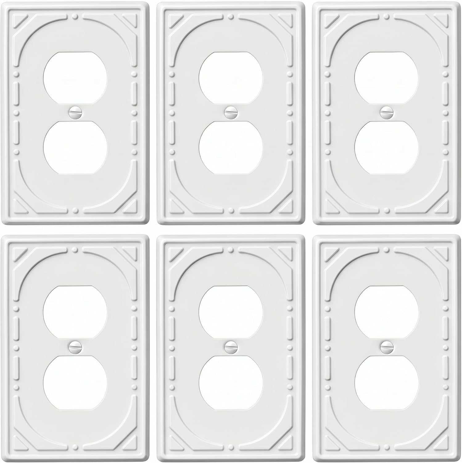 6 Pack Duplex Outlet Covers Wall Plates, Off White Metal Electric Receptacle Cover, Classic Retro Style Decorative Switch Plate and Outlet Cover, 1 Gang Wall Plate for Electrical Outlets