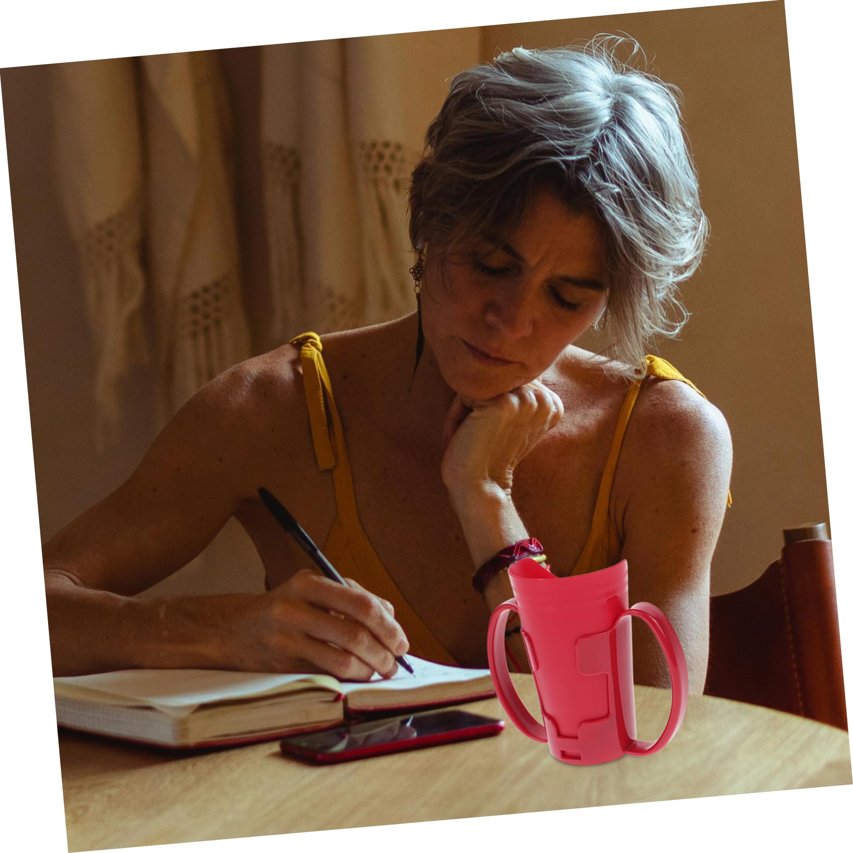 Baluue 3piezas Taza De Alimentación Para Adultos Diseño Inclinado Vaso Mayores Doble y Resistente Derrames Asistencia La Rehabilitación