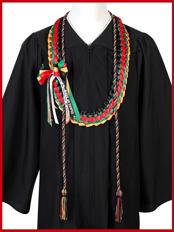 TFTAFAN Graduation Leis and Graduation Honor Cords Class of 2025 Graduation Ribbon Lei Graduation Necklace Braided Necklaces gift for Student Gifts Party Supplies (12, Kente) by TFTAFAN - Used condition - US$13.25