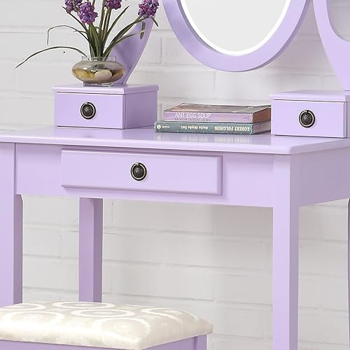 Miniatura 7 de Roundhill Furniture Moniys Wood Moniya - Juego de mesa y taburete de maquillaje, color oro rosa