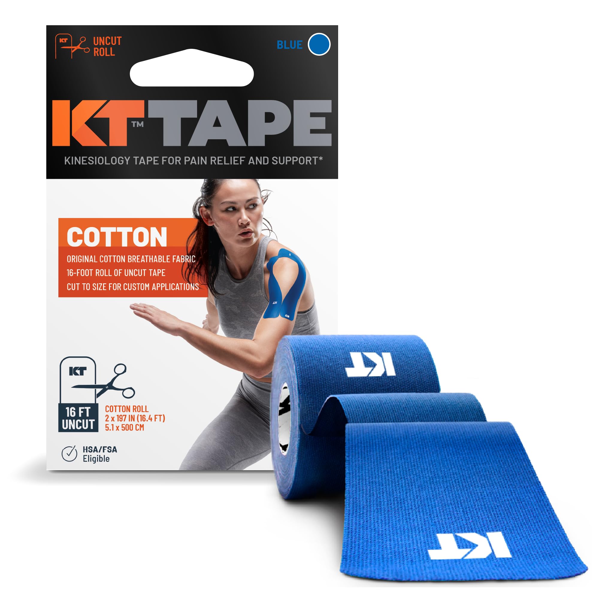 KT Tape Original Cotton Elastic Kinesiology Therapeutic Athletic Tape, 20 Pack, 10” Cut Strips