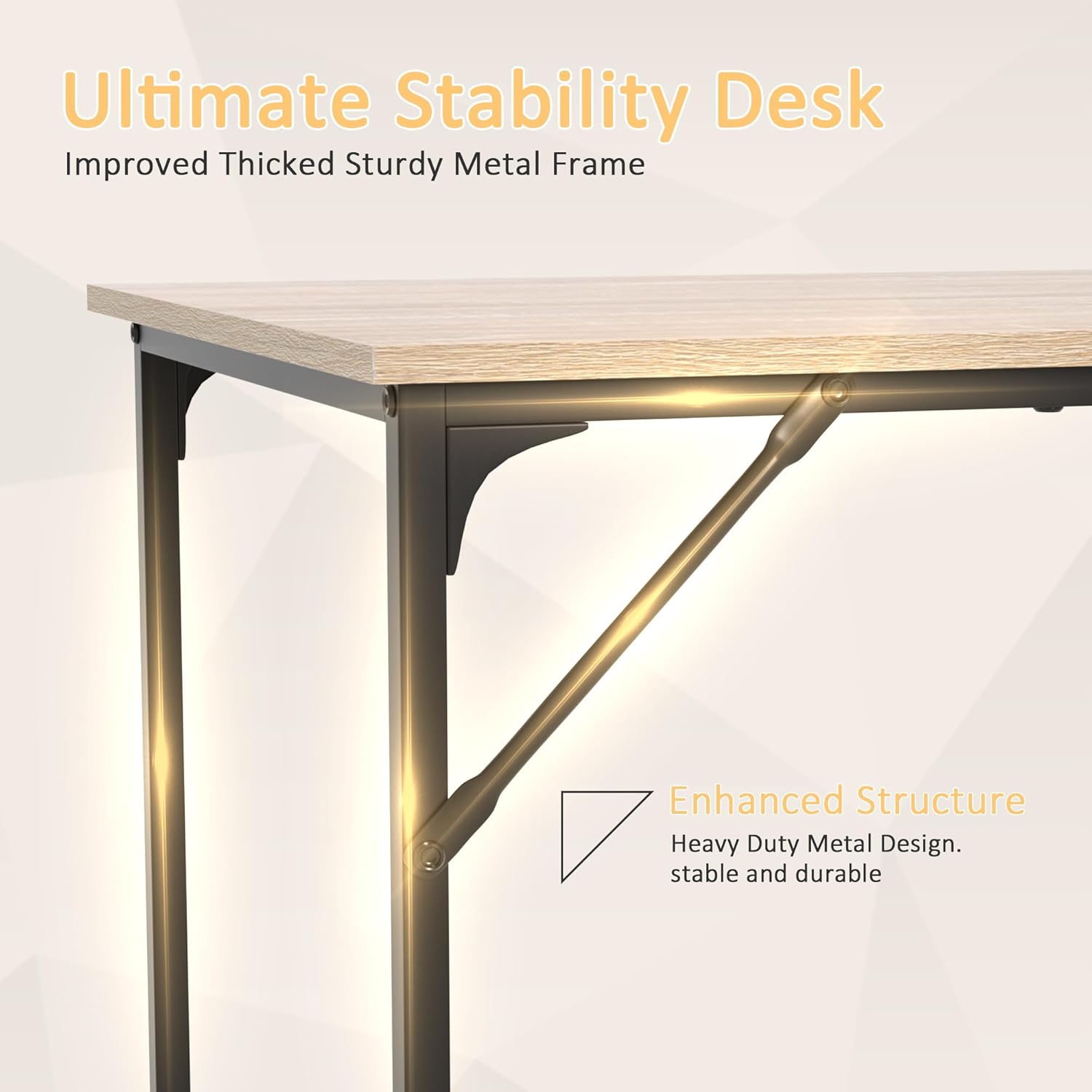 32 Inch Computer Desk with Wood Board and Metal Frame, Modern Simple Style Work Desk with Adjustable Feet, Study Gaming Desk Table for Home Office, Bedroom, Small Spaces
