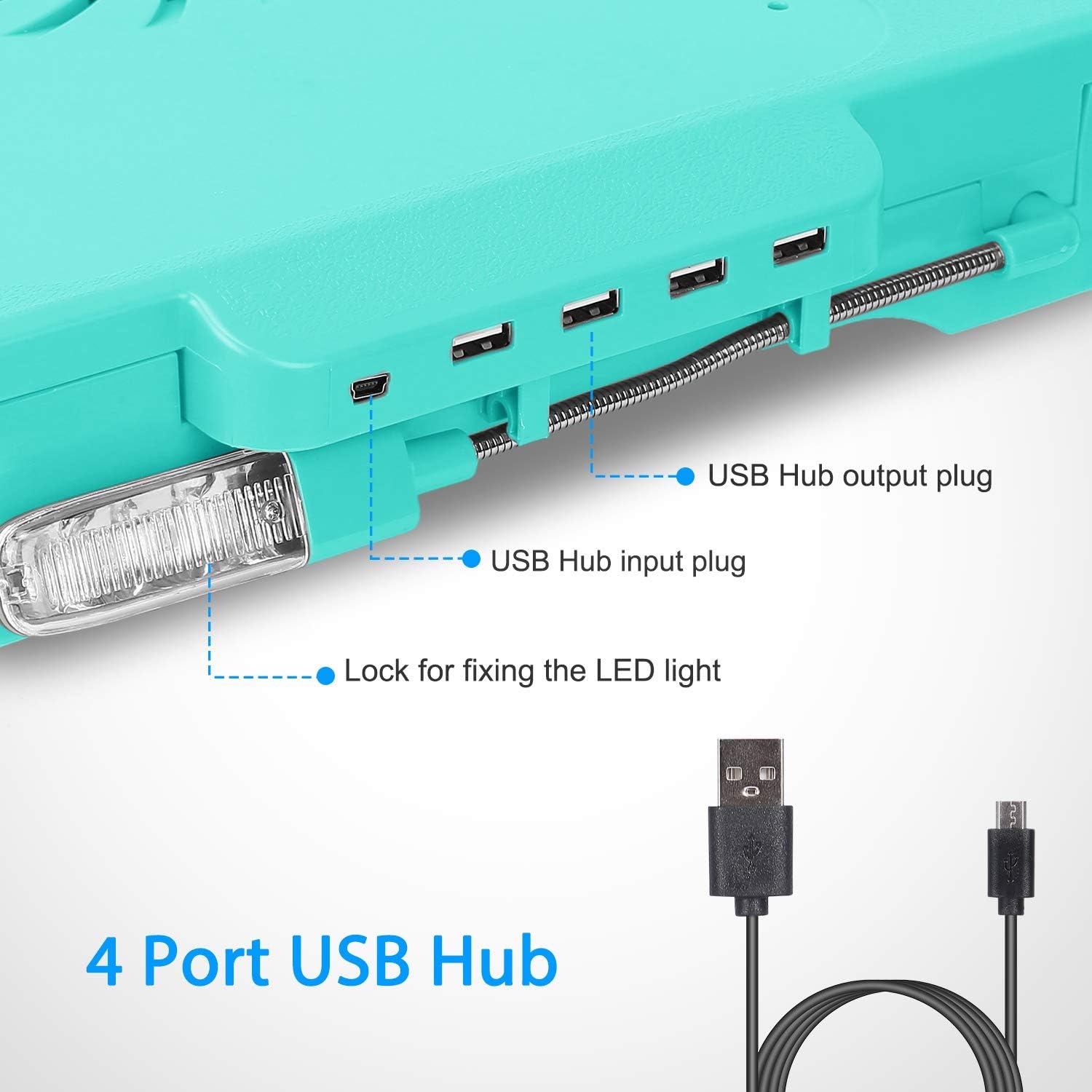 Flаѕh Dеаlѕ - 50% оƒƒ TeqHome Laptop Desk for Bed, Adjustable Laptop Bed Table with Fan, Portable Lap Desk with Foldable Legs, Laptop Stand for Couch Sofa Bed Tray with LED Light, 4 USB Ports, Storage, Mouse Pad