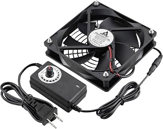 GDSTIME 120mm AC 110V 220V DC 12V Powered Fan with Speed Control, for Receiver Amplifier DVR Playstation Xbox Component Cooling