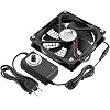 GDSTIME 120mm Computer Fan with AC Plug, 110V 120V 220V 240V AC-Powered Variable Speed Controller 4V-12V for Receiver Amplifier DVR Playstation Xbox Component Cooling Biltong Box Grow Tent Ventilation