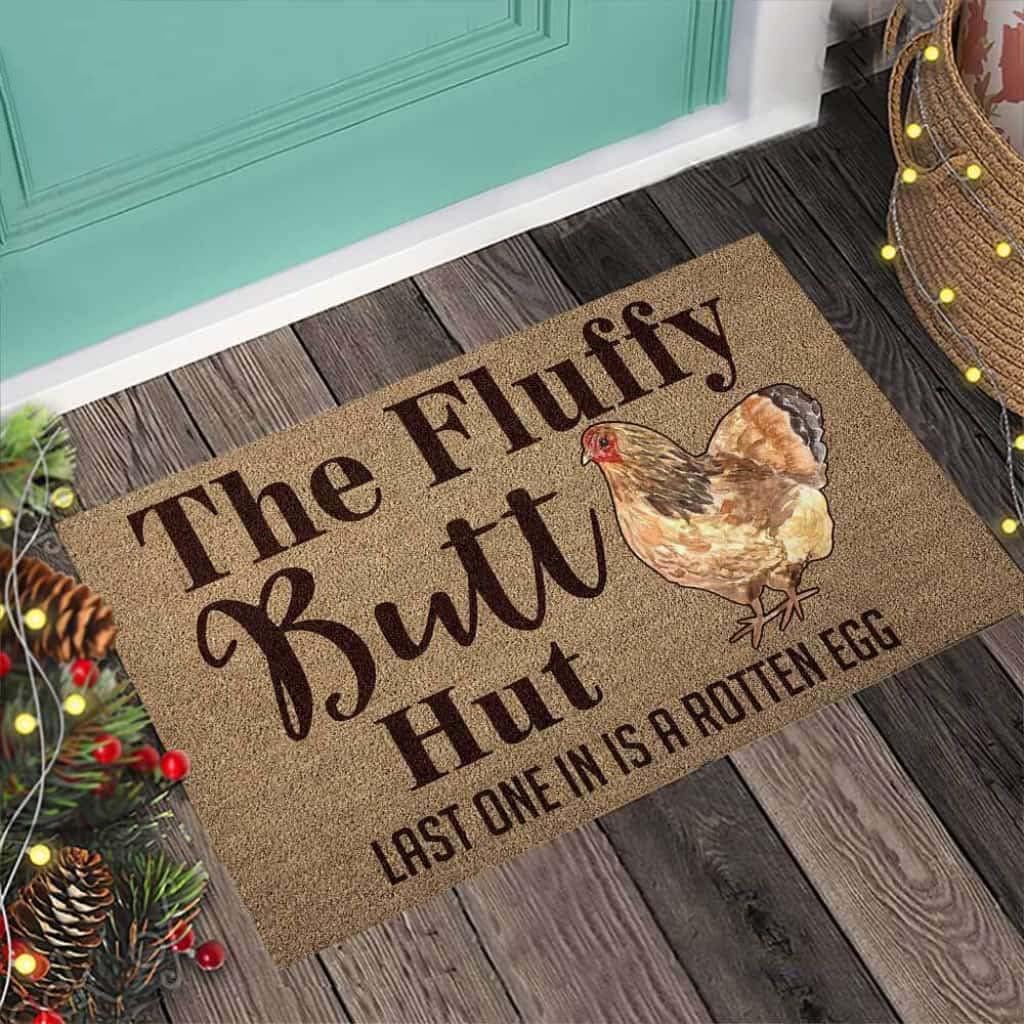 Paillasson extérieur entrée poulet fesses duveteuses tapis humour noir