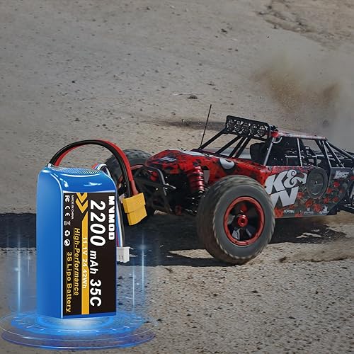 Miniatura 7 de 3S - Batería LiPo de 2 unidades, 2200 mAh 11.1 V 35C Lipo con conector XT60 para coche RC Avión RC Barco RC Quadcopter Helicóptero FPV Drone 2 Pack