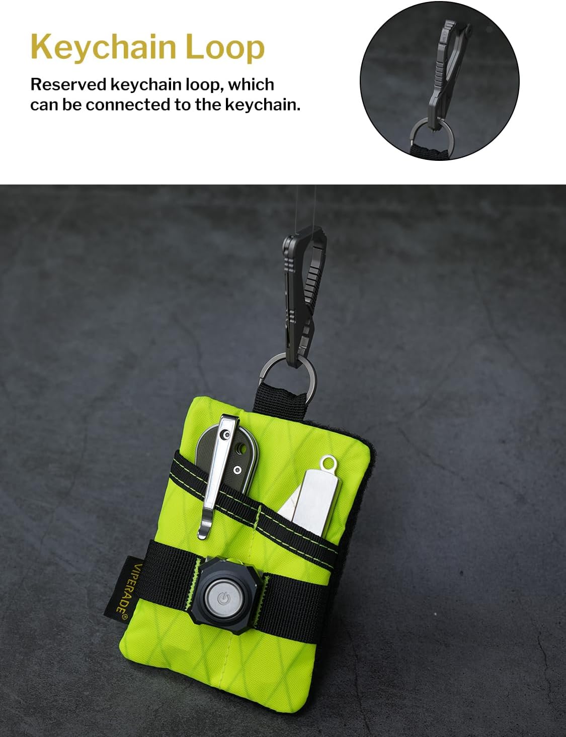 VIPERADE VE15 Small EDC Pouch, Pocket Organizer, EDC Pocket Pouch with DIY Patches Area, EDC Pocket Organizer Wallet for Cards, Small Tool Pouch for EDC Gears