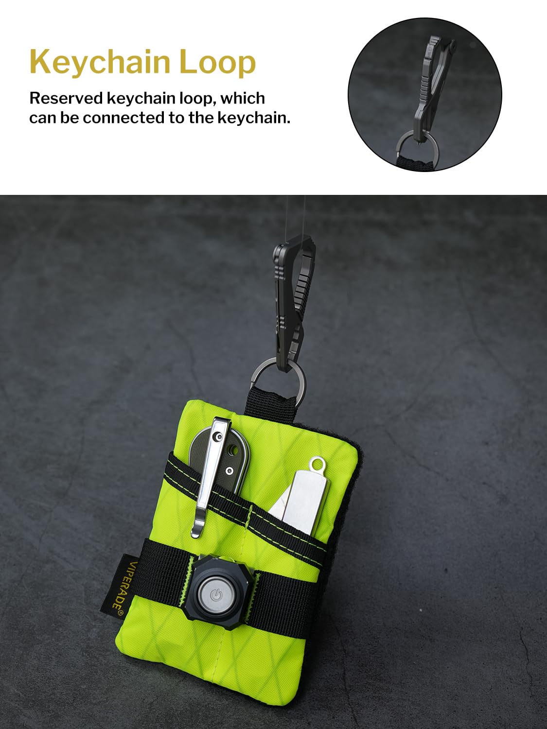 VIPERADE VE15 X-Pac Mini Borsa EDC, Piccolo Organizer EDC con 3 Tasche, Mini Borsa per Attrezzi EDC con Area di Chiusura in strappo, Piccolo Organizer per Attrezzi Multifunzione - Verde