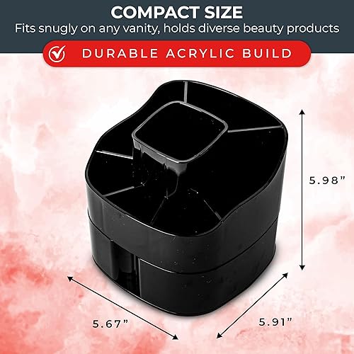 Miniatura 3 de Masirs Pequeño organizador de maquillaje giratorio una solución de almacenamiento de cosméticos pequeña pero espaciosa con múltiples compartimentos.