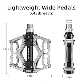 ROCKBROS Mountain Bike Pedals Non-Slip MTB Pedals Durable Lightweight Aluminum Alloy Bicycle Pedals for Mountain Bikes Commuter Bike Leisure Bikes 9/16
