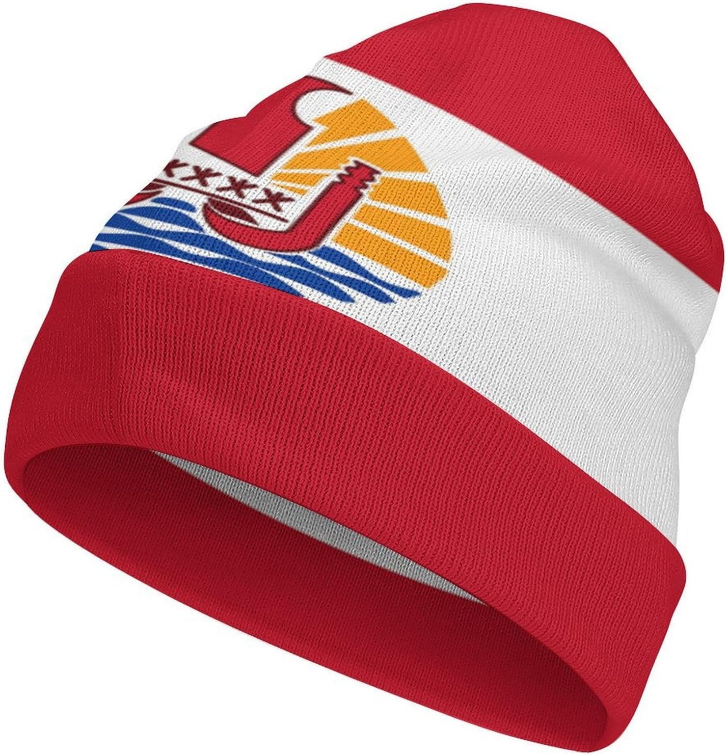Zakqeik Chicago-City Flag Beanie Knitted Hat for Men Women Loose Knitted Skull-Cap Winter Warm Headwear Beanies