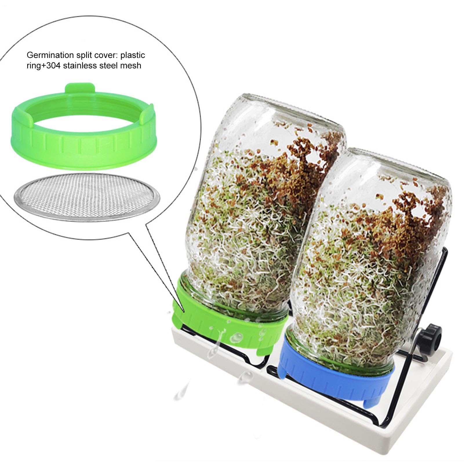 Générique Kit De Pots De Germination – Ensemble De Germoirs De en Acier | Inoxydable | Quart À Large Bouche, Couvercles Et Supports De Germination De Cuisine, Ensemble De Germoirs De, Pot FR