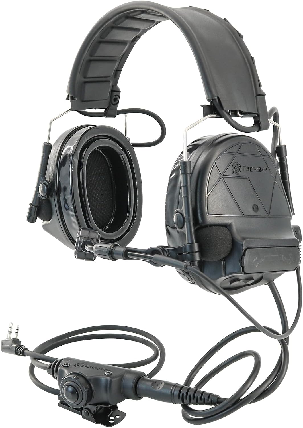 HEARFALCOM Tactical Airsoft Headset C5 PRO Noise-Canceling Microphone Hearing Protection Walkie-Talkie PTT Headset for Hunting Shooting (BK)