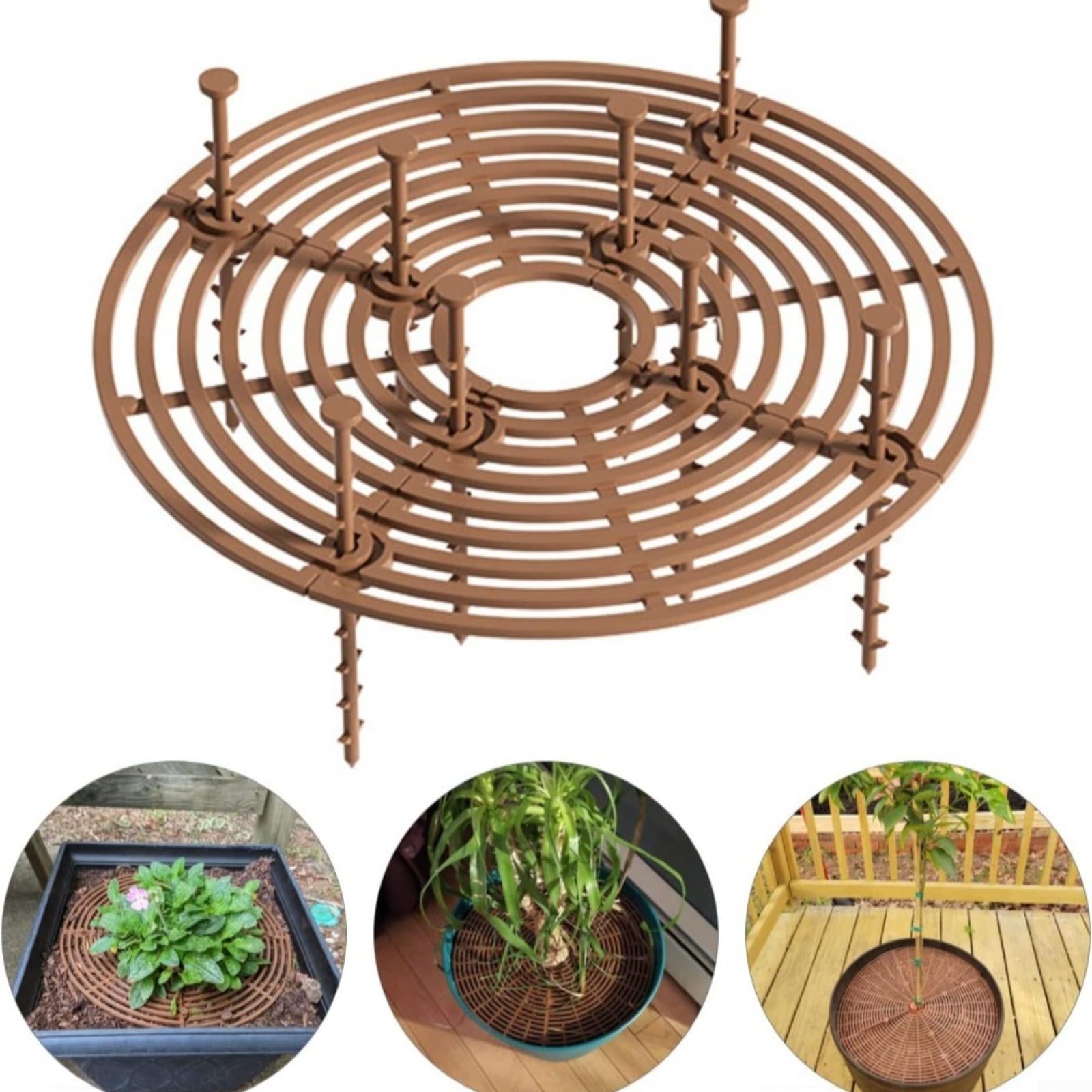 Paquete de 4 rejillas para macetas de 19/30 cm, protectores de suelo de animales, gatos, perros, de plástico para el hogar, jardín, marrón y negro (B)