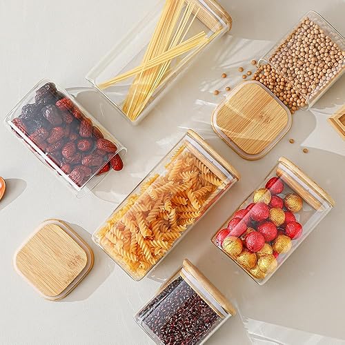 Miniatura 6 de Contenedores de vidrio para almacenamiento de alimentos con tapas, paquete de 6 (25 onzas, 37 onzas / 50 onzas), tarros de vidrio de borosilicato