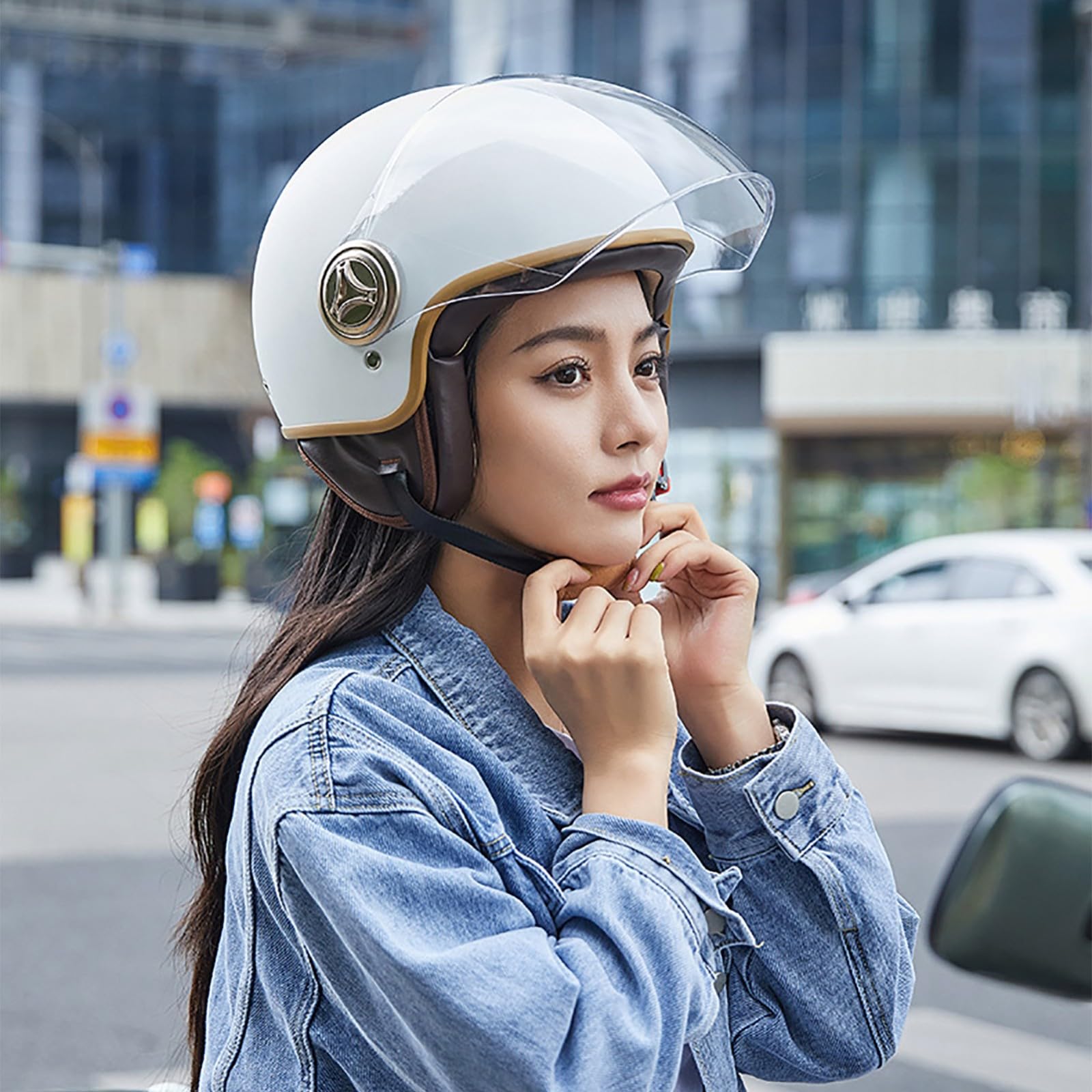 Casco Da Moto Jet Con Orecchie Di Gatto, Casco Da Moto Omologato ECE 22.06, Casco Jet Da Moto Con Visiera Parasole, Casco Da Scooter Per Uomo E Donna
