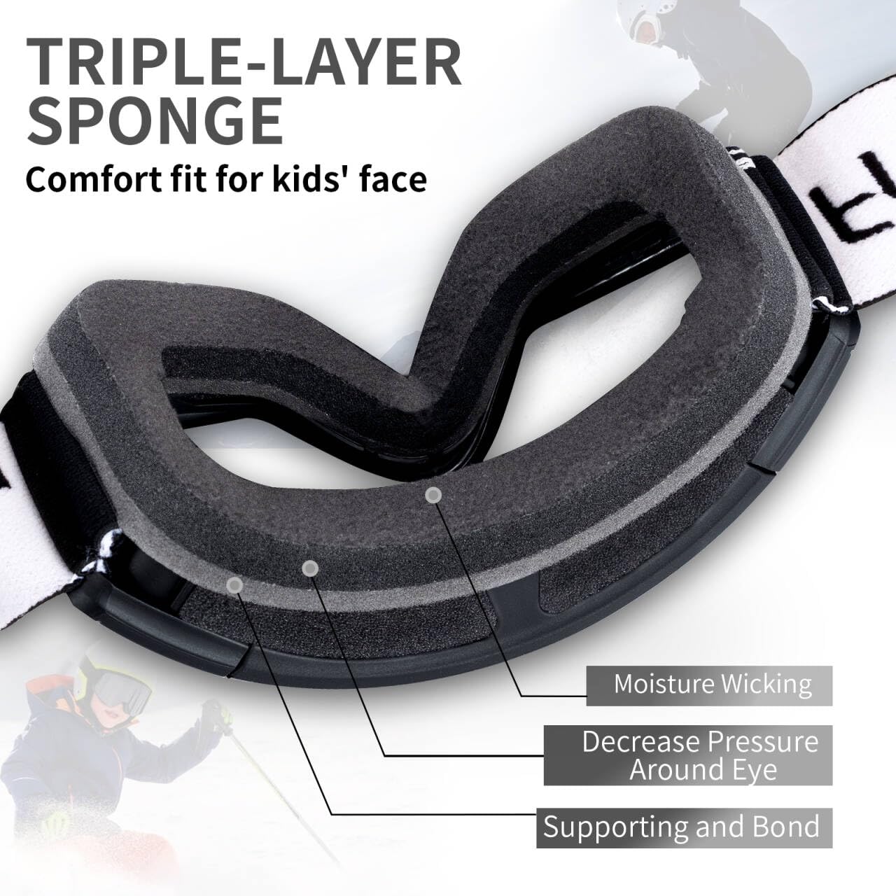 Freela Lot de 2 paires de lunettes de ski et de snowboard pour enfants de 3 à 14 ans, anti-buée, anti-UV
