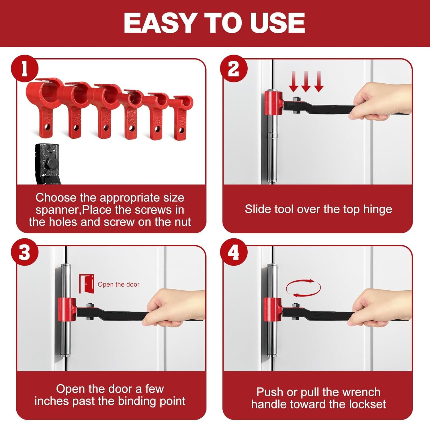 Door Hinge Adjustment Tool Set - 6 in 1 Precise Hinge Gap Adjustment Wrench for Residential and Commercial Doors Reinforced Steel Design Door Hinge Tool for Door Alignment Repair and Installation